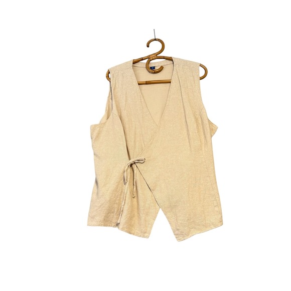 Old Navy | Linen Blend Side Tie Wrap Vest Size XXL - Picture 2 of 13